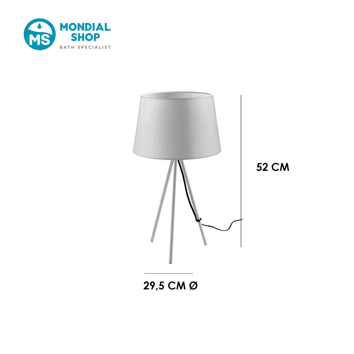 Lampe de table trépied E27 | Mondialshop