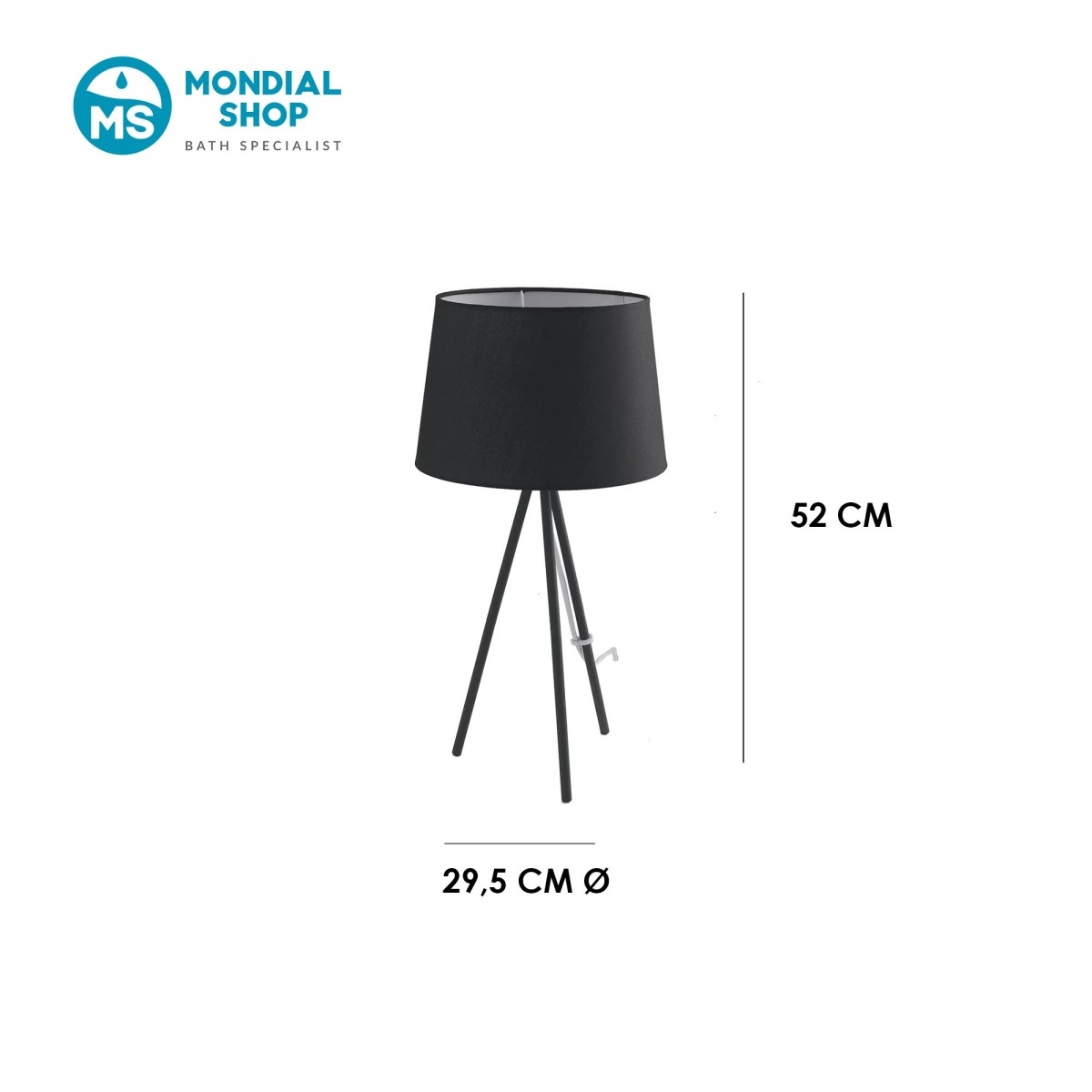 Lampe de table trépied E27 | Mondialshop