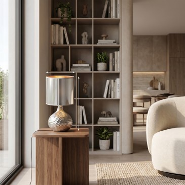 Abat-jour en céramique doré ou argenté E14 | Mondialshop
