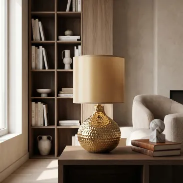 Lampada da Tavolo moderna Adatta per salotto camera o uffici Ceramica disponibile in oro o argento e PVC E14