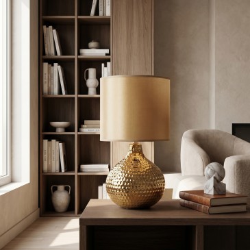 Abat-jour en céramique doré ou argenté E14 | Mondialshop
