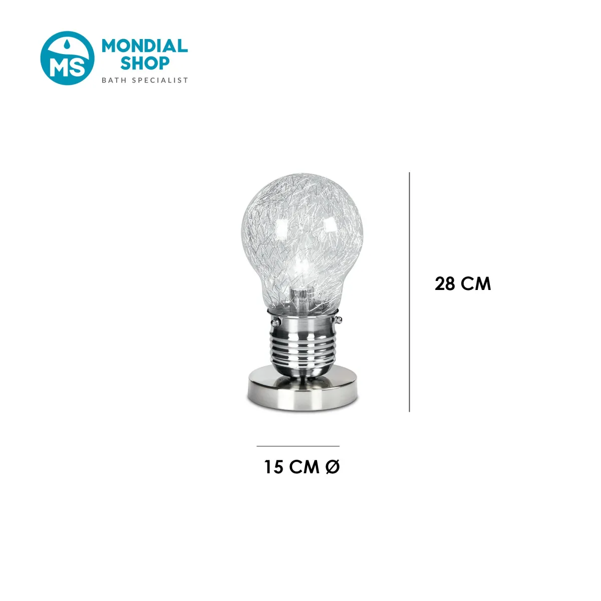 Nachttischlampe aus Chrom, E14 | Mondialshop