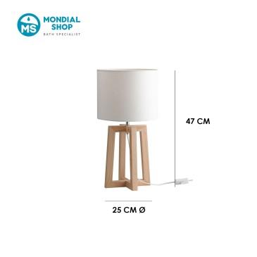 Schreibtischlampe aus Holz und Weiß mit E14-Fassung | Mondialshop