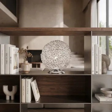Lampe de table sphérique ornée de cristaux K9 | Mondialshop