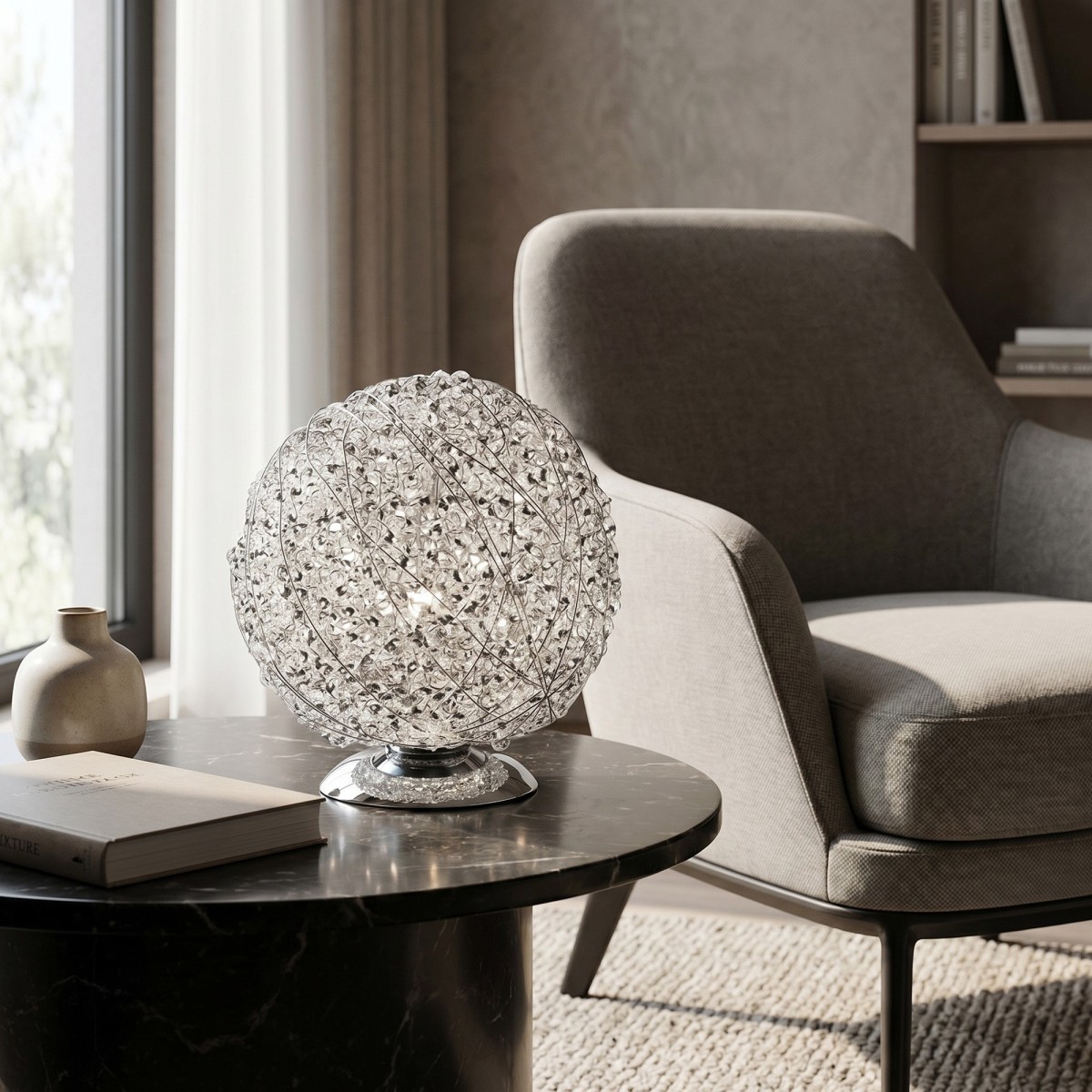 Lampada da Tavolo Sferica con Cristalli K9 | Mondialshop