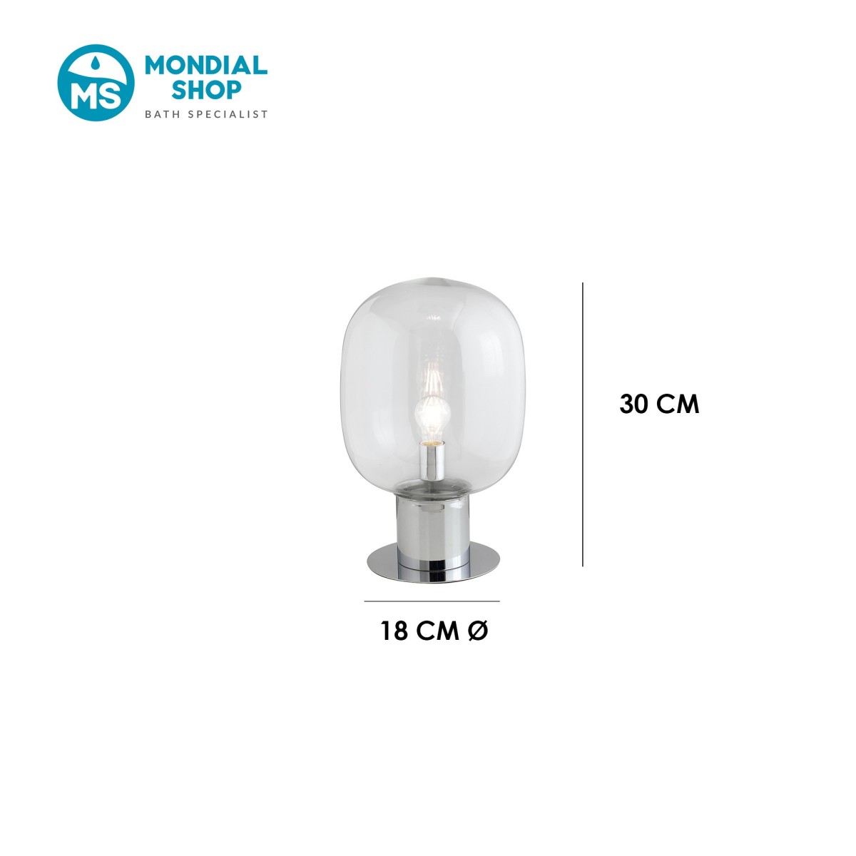 Lampe de table en chrome et verre | Mondialshop