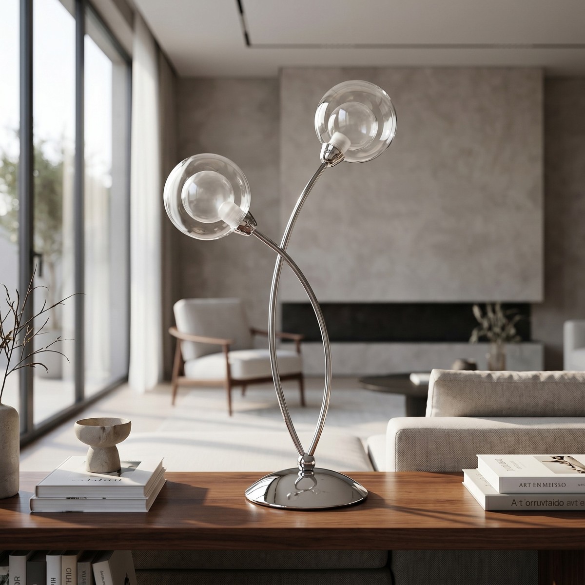 Lampada da tavolo 28W 2XG9 a doppia emissione cromo SPOT....