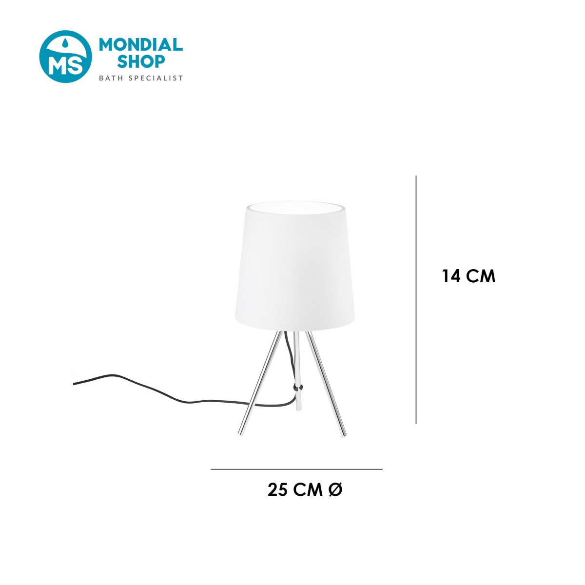 Lampe de table trépied en aluminium E14 | Mondialshop