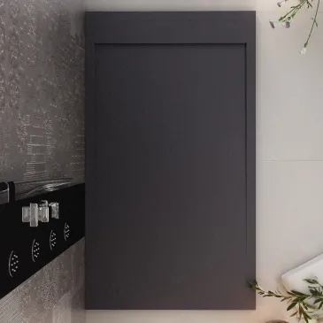 Receveur de douche PRESTIGE en résine noire avec bonde latérale
