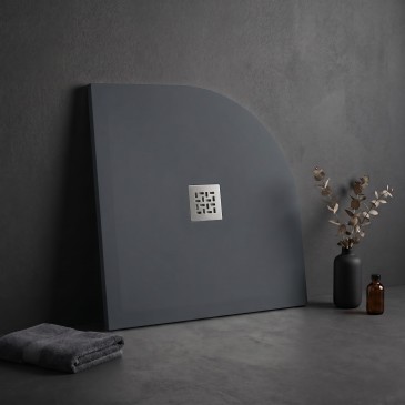 Receveur de douche semi-circulaire gris foncé effet pierre béton