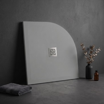 Piatto Doccia Semicircolare Grigio Chiaro effetto pietra cemento KRONOS