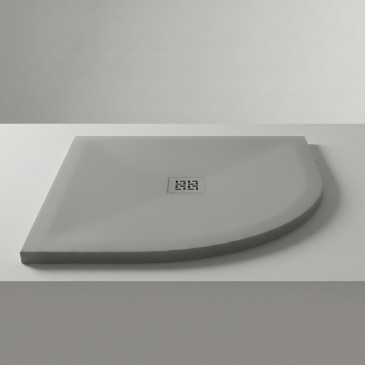 Receveur de douche semi-circulaire gris clair effet pierre béton