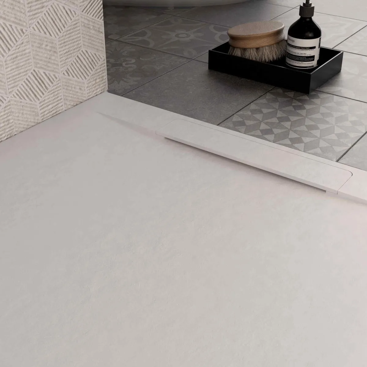 Receveur de douche blanc en résine effet marbre blanc |...