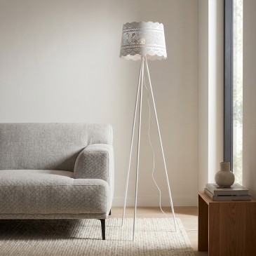 Weiße Stehlampe mit Spitzeneffekt | Mondialshop