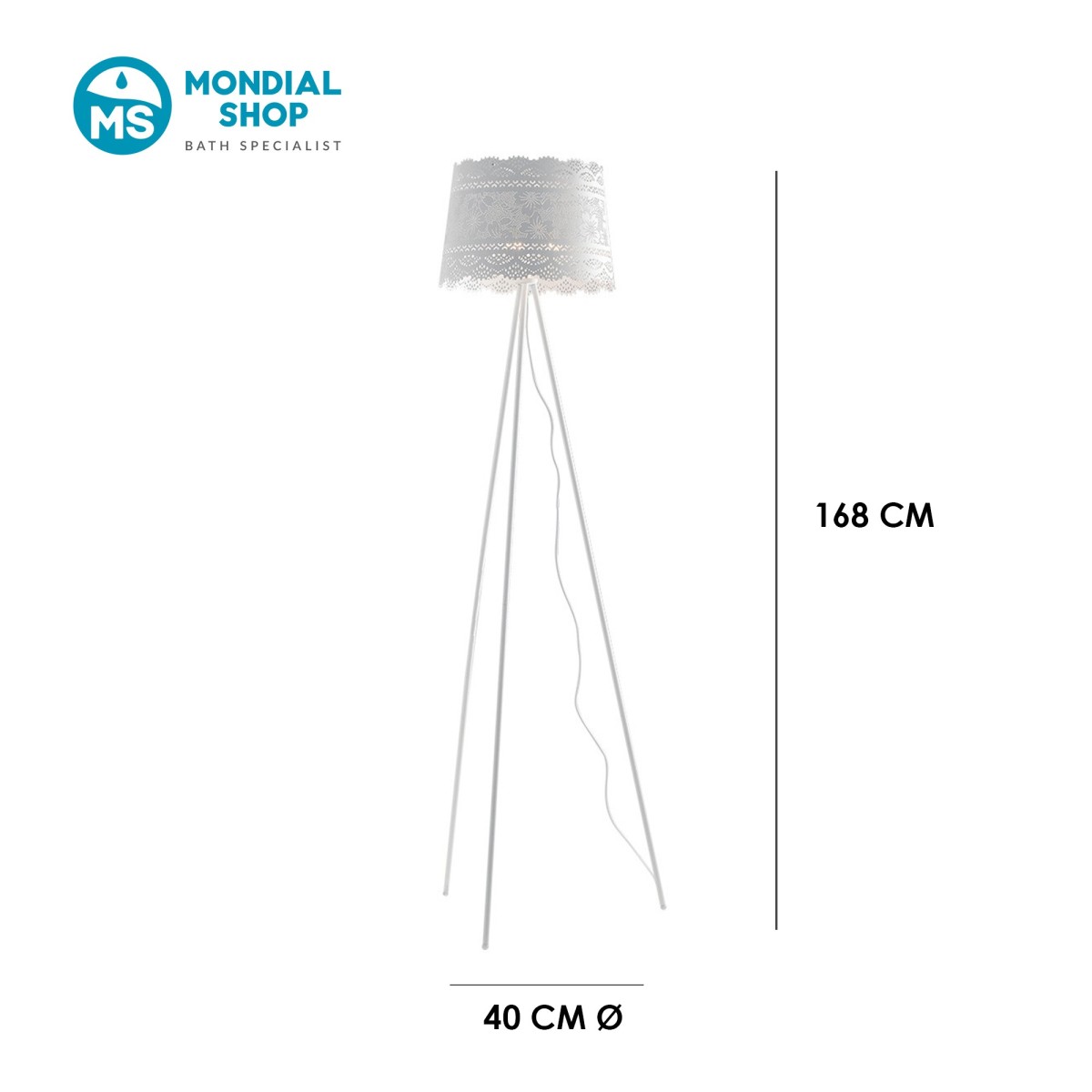 Lampadaire effet dentelle blanche | Mondialshop