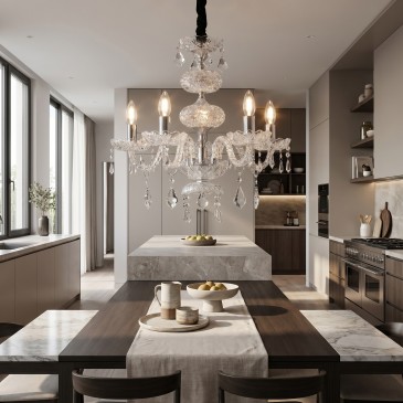 Lustre classique en chrome et cristal | Mondialshop