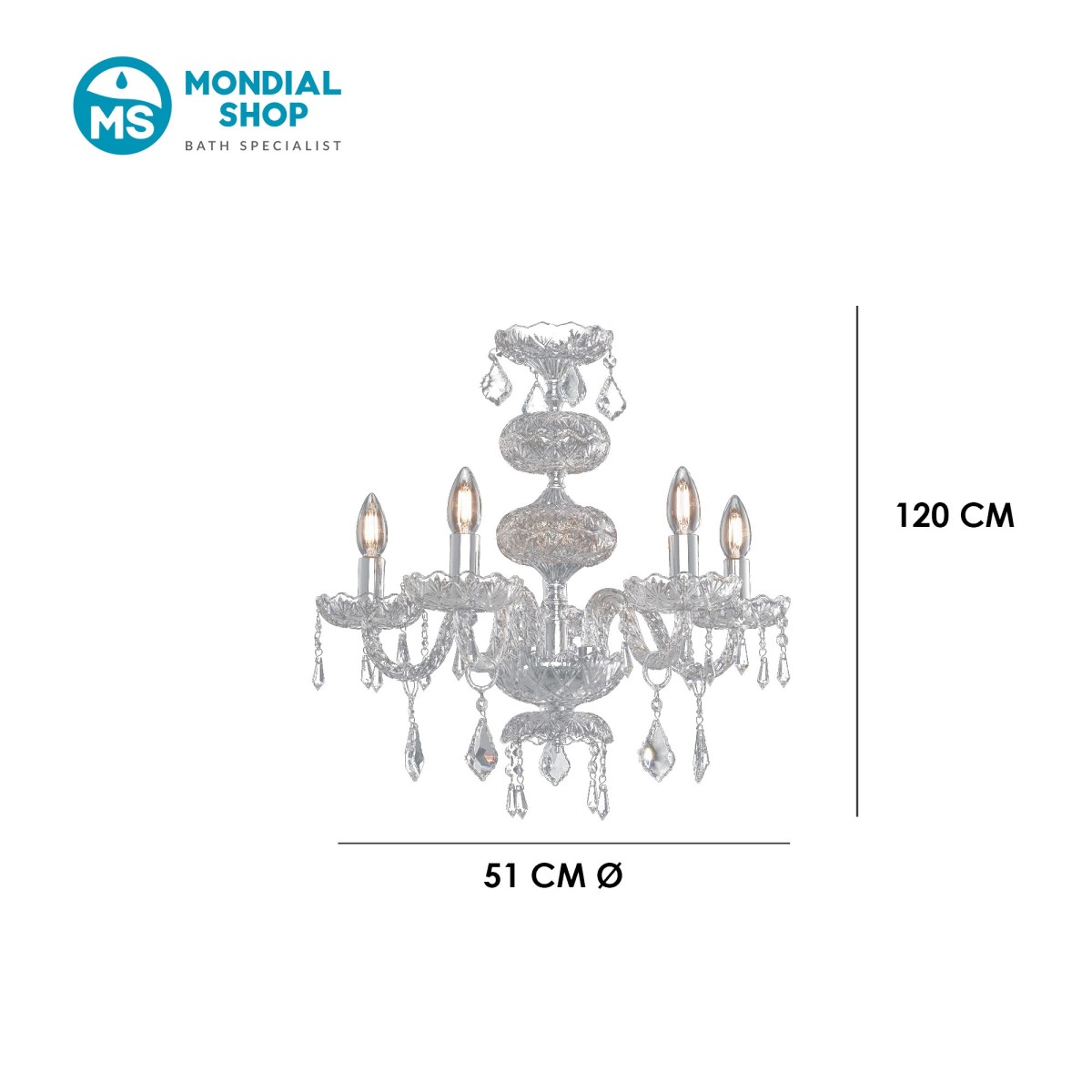 Lustre classique en chrome et cristal | Mondialshop