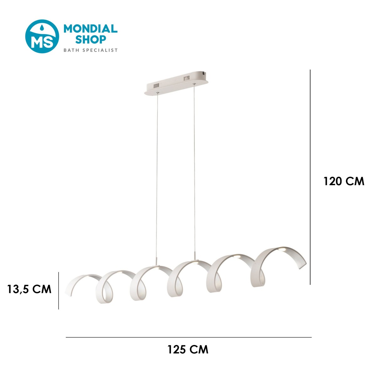 Suspension LED spirale noire haute luminosité 30 W |...