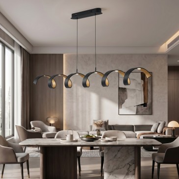Lampadario Moderno LED Spirale Nera o Bianca 30W