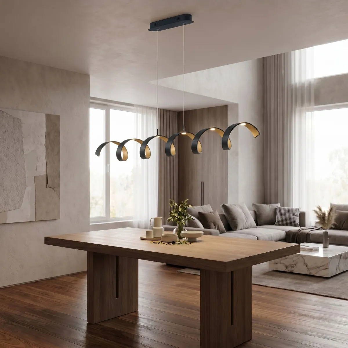 lampadario moderno a spirale LED da 30W, ideale per...