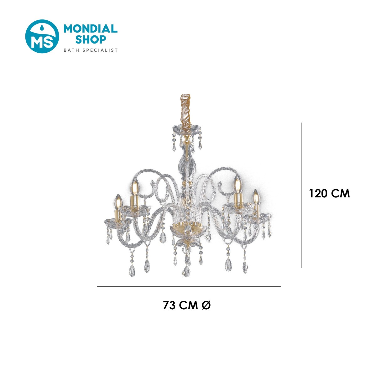 Lustre baroque en cristal à 5 lumières | Mondialshop