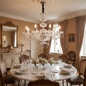 Lampadario Stile glamour In cristallo e cromo lucido 8 Luci Per interno adatto a camere e salotti 8XE14