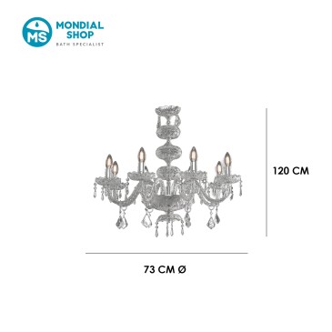 Lustre en chrome poli et cristal 8xE14 | Mondialshop