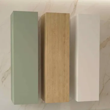 Colonne de salle de bain suspendue de 140 cm de haut, disponible en plusieurs couleurs.