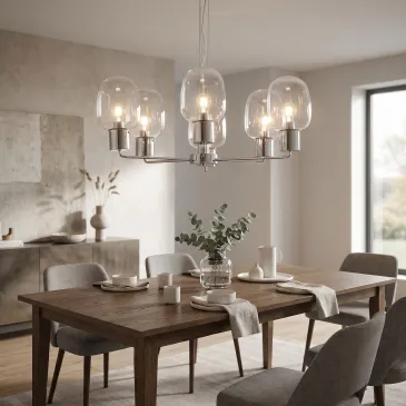 Grande suspension dorée ou chromée, 6 x E27 | Mondialshop