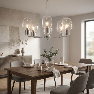 Lampada a Sospensione Moderna Grande Oro o Argento 6XE27