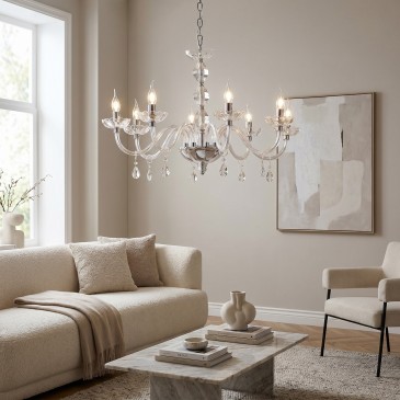 Kristalllüster in Chrom oder Gold, 8xE14 | Mondialshop
