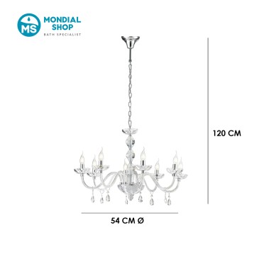 Lampadario in Cristallo Cromo o Oro 8xE14 | Mondialshop