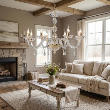Kristalllüster in Chrom oder Gold, 8xE14 | Mondialshop