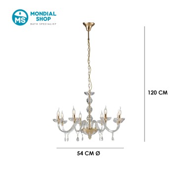 Kristalllüster in Chrom oder Gold, 8xE14 | Mondialshop