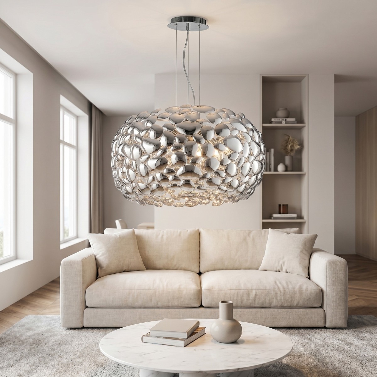 Lampadario Ø48CM Bianco o Cromo 3xE27 | Mondialshop