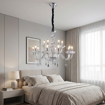 Lustre à 5 bras en cristal doré ou chromé, douille E14 | Mondialshop