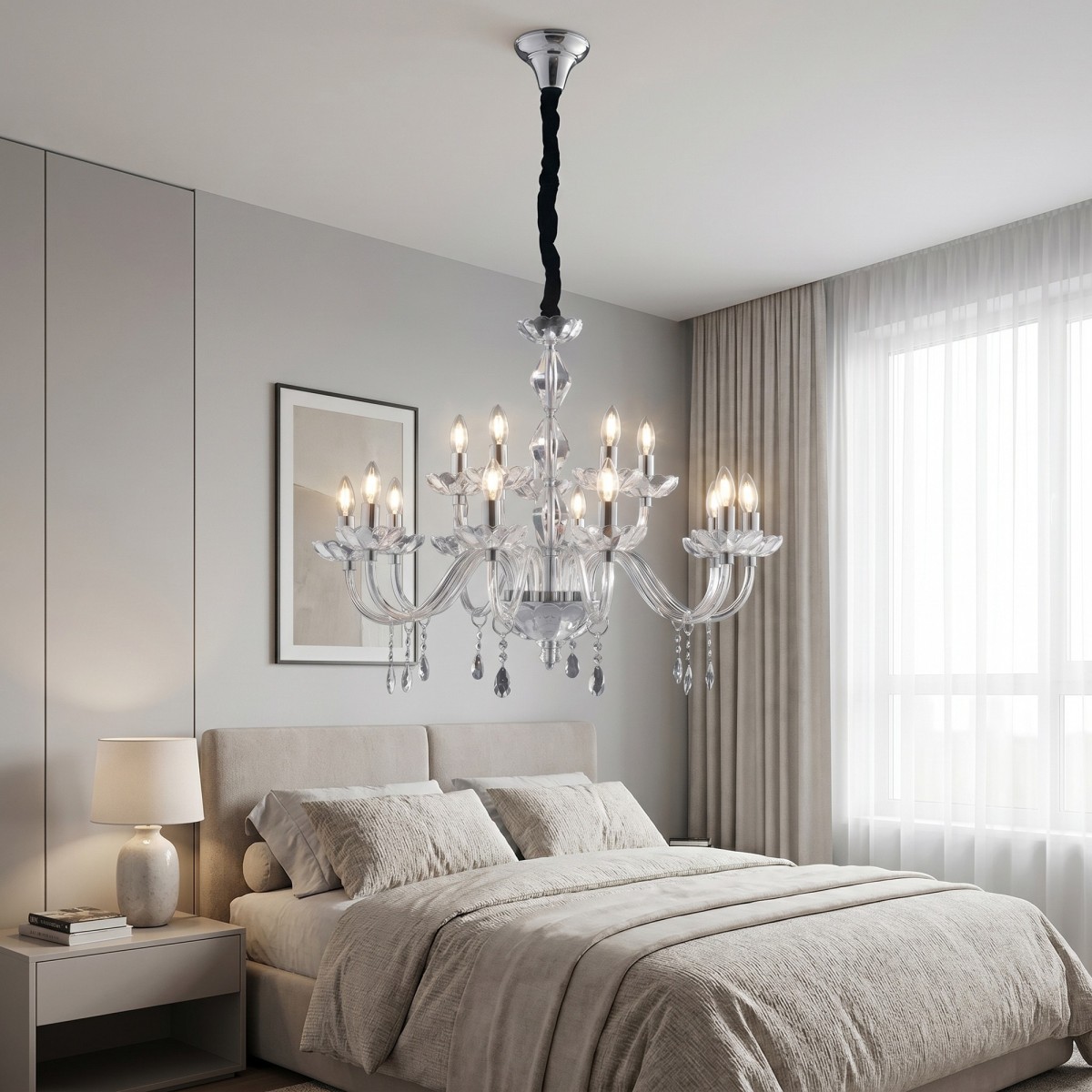 Lampadario Cristallo 5 Bracci Oro o Cromo E14 | Mondialshop