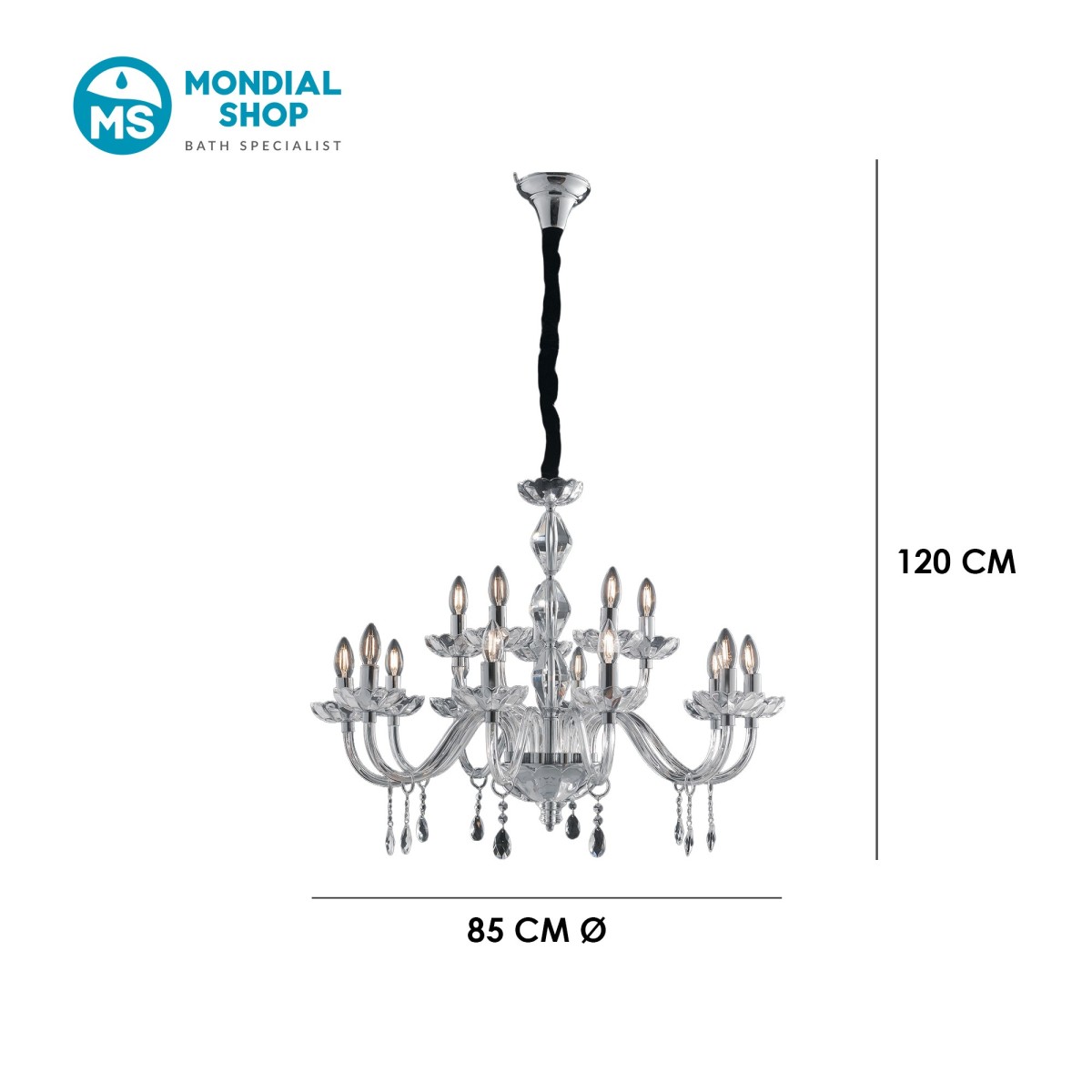 Lampadario Cristallo 5 Bracci Oro o Cromo E14 | Mondialshop