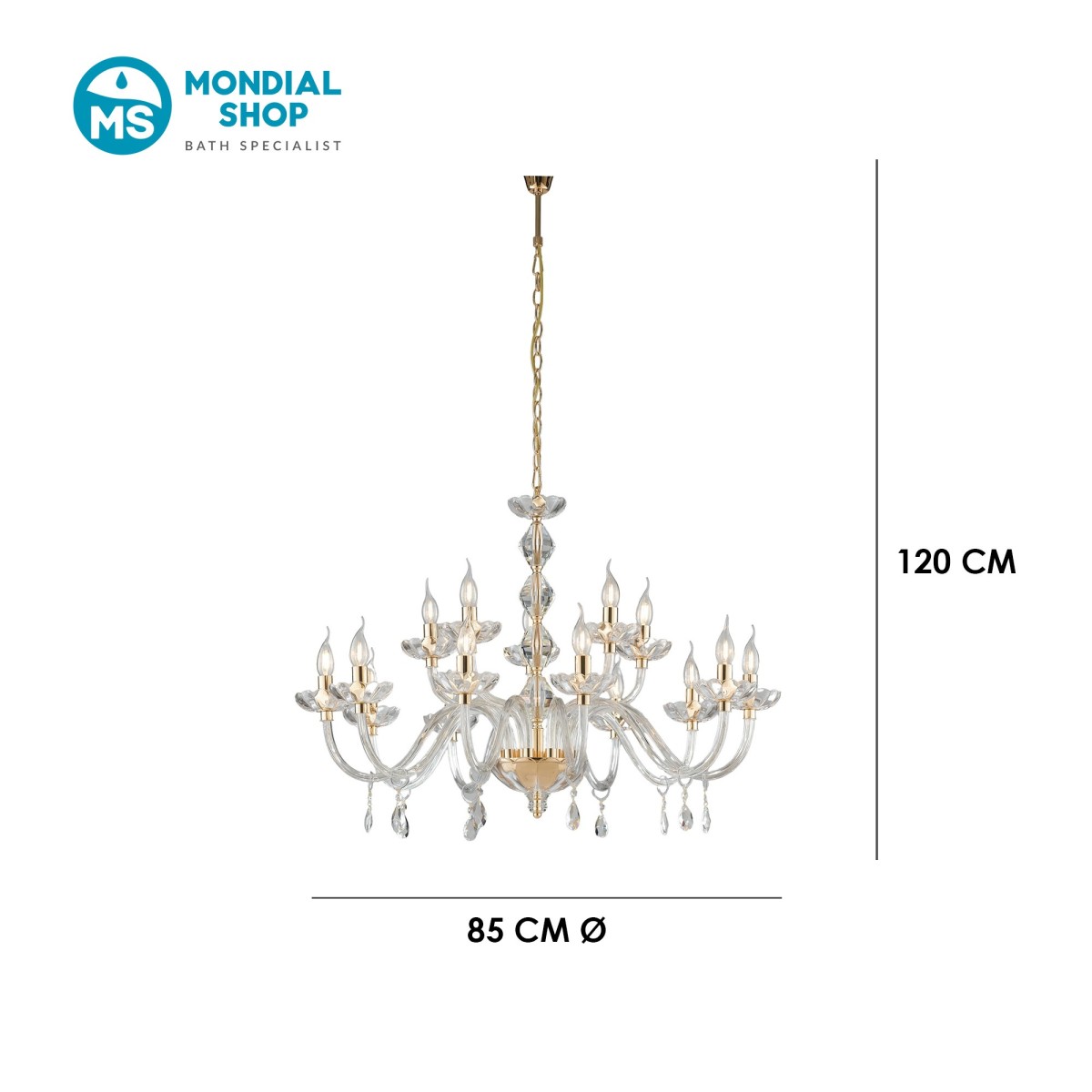 Lustre à 5 bras en cristal doré ou chromé, douille E14 |...