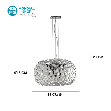 Scheda tecnica sospensione DIONISO-S65 disponibile bianca o cromo
