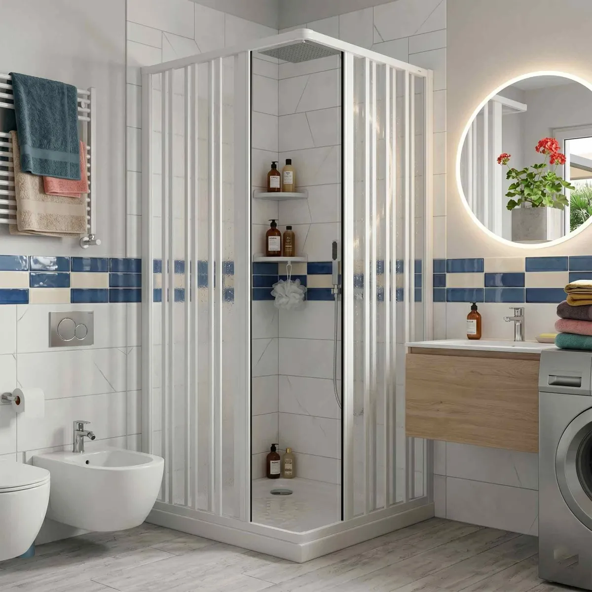 Cabine de douche double face en PVC h185