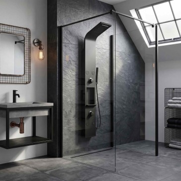 Colonne de douche en acier noir avec effet cascade | COMO