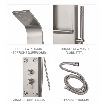 copie de copie de Colonna doccia nera in acciaio spazzolato con cascata COMO