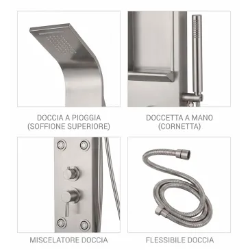 copie de copie de Colonna doccia nera in acciaio spazzolato con cascata COMO