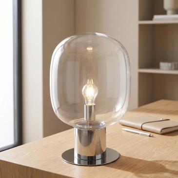 Lampe de table E27 chromée ou dorée | Mondialshop
