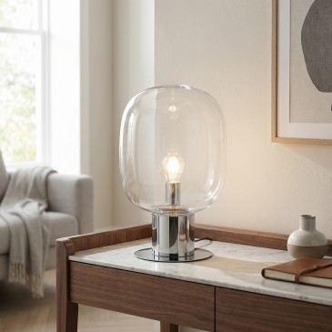 Lampe de table E27 chromée ou dorée | Mondialshop