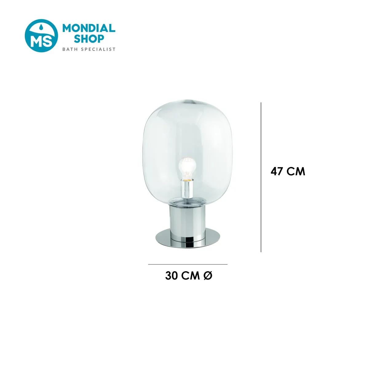 Lampe de table E27 chromée ou dorée | Mondialshop