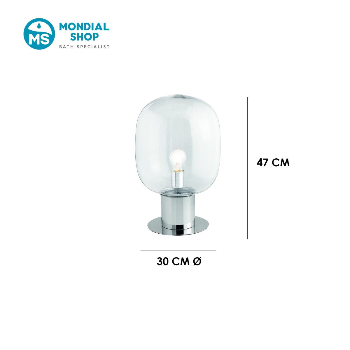 Lampe de table E27 chromée ou dorée | Mondialshop