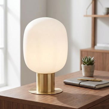 Lampe de table E27 chromée ou dorée | Mondialshop