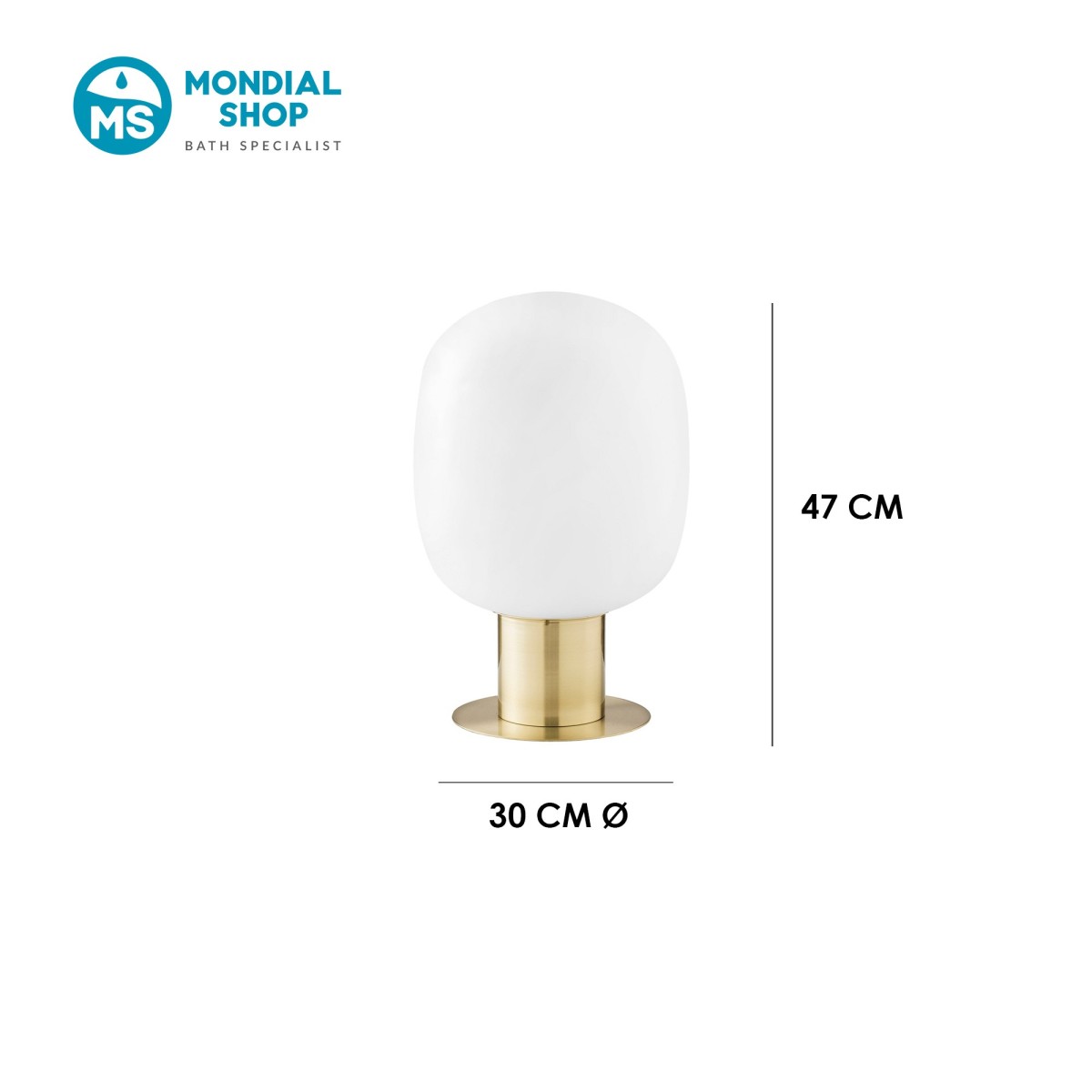 Lampe de table E27 chromée ou dorée | Mondialshop